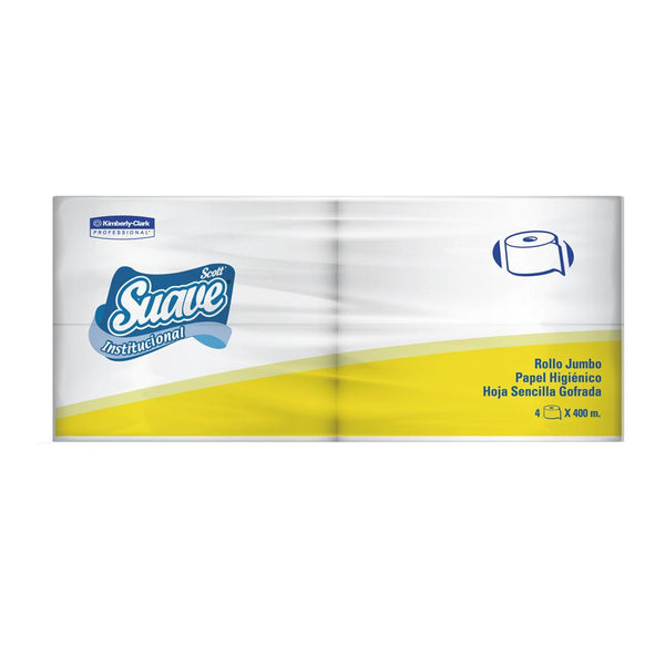 Papel higiénico jumbo blanco una hoja 400 mt x 4 rollos Scott Suave