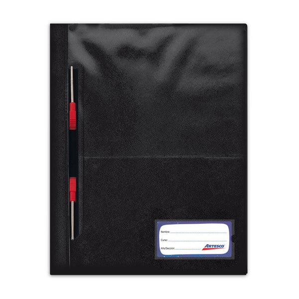 Folder tapa transparente A4 con gusano color negro Artesco
