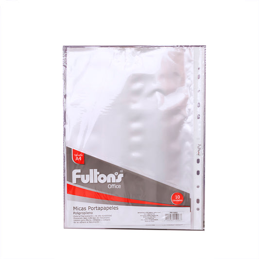 Mica portapapel polipropileno A4 x 10 unidades Fultons