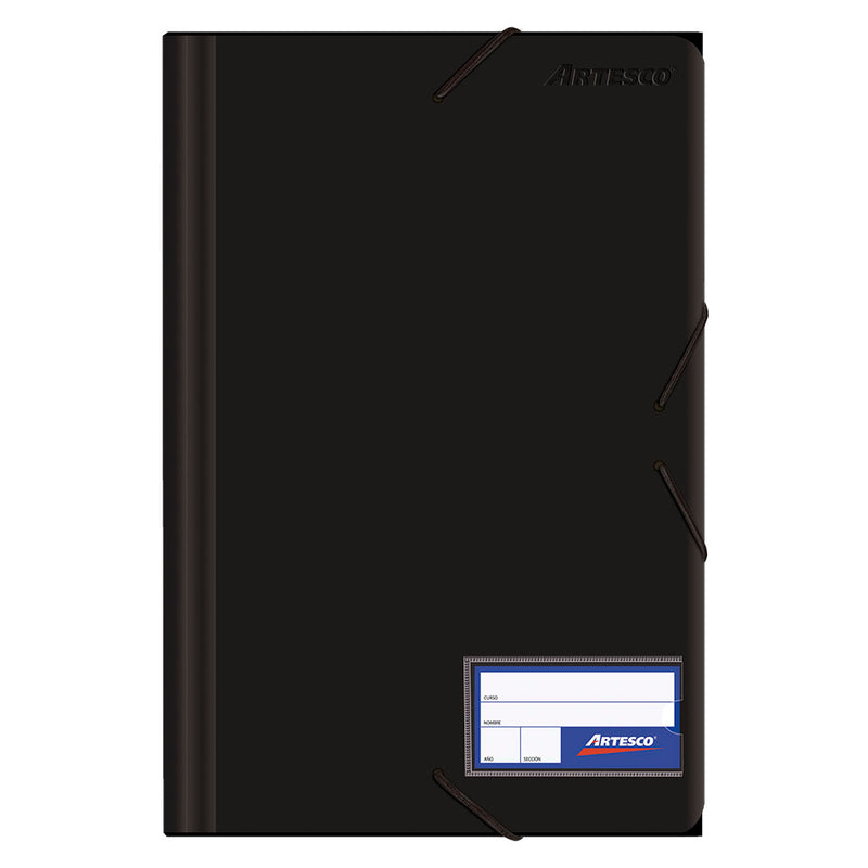 Folder con liga plástico solido color negro Artesco