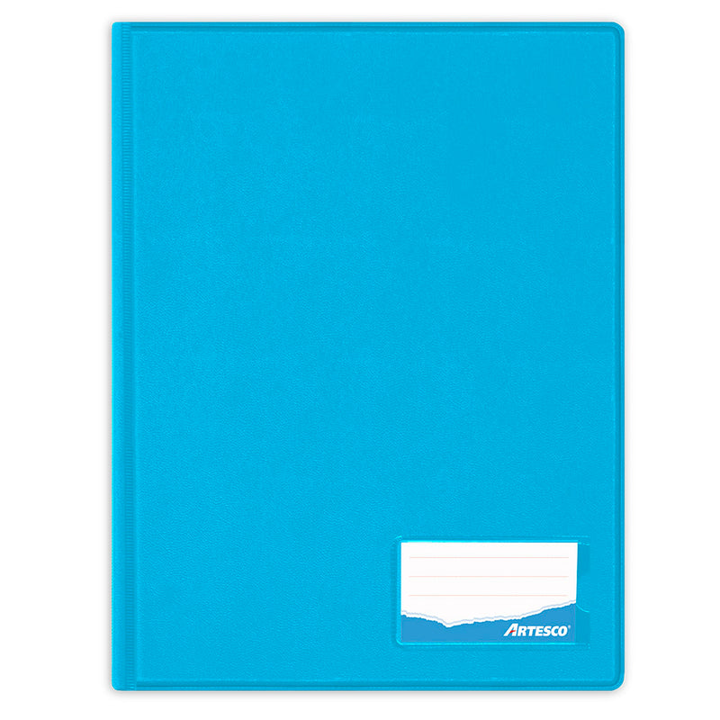 Folder doble tapa A4 con gusano color  celeste Artesco