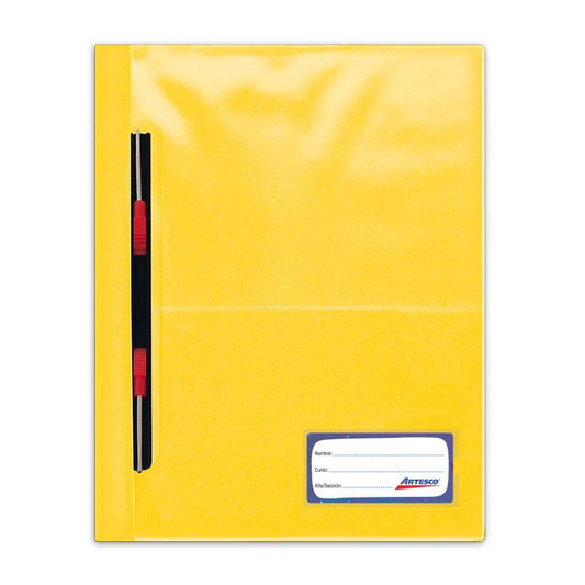 Folder tapa transparente A4 con gusano color amarillo Artesco