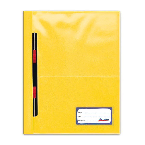 Folder tapa transparente A4 con gusano color amarillo Artesco