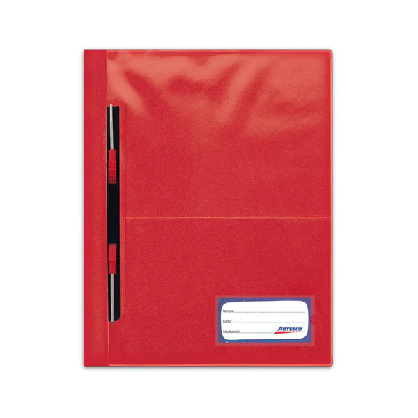 Folder tapa transparente A4 con gusano rojo Artesco