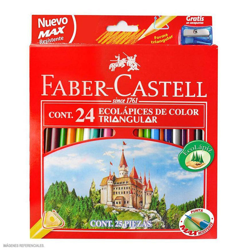 Colores triangulares largos + tajador x 24 unidades faber castell