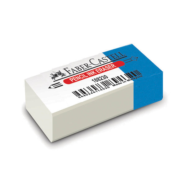 Borrador vinil mixto blanco/azul chico Faber Castell