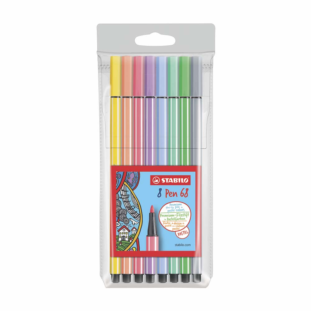 Estuche pastel x 8 piezas rotulador pen 68 Stabilo