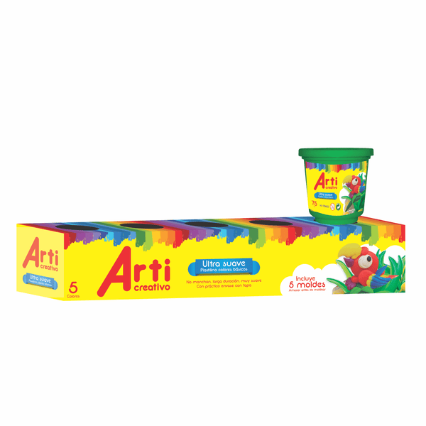 Plastilina ultra suave x5 unidades arti creativo