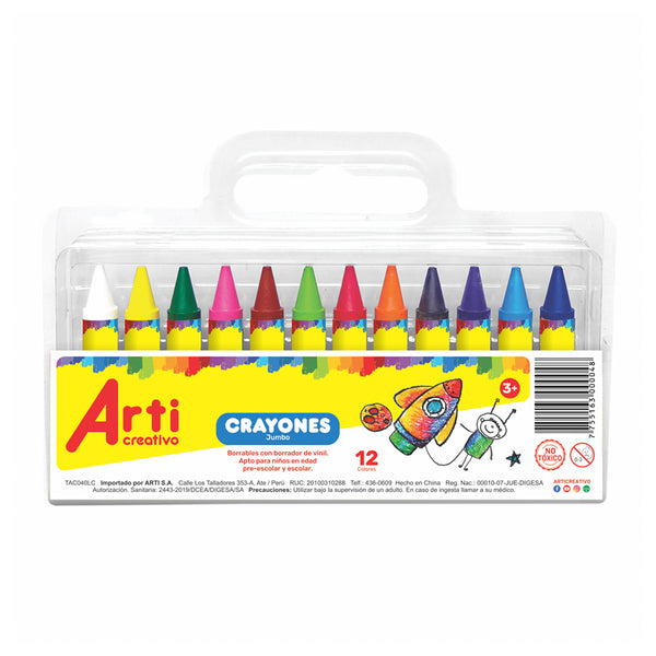 Crayones jumbo x 12 unidades Arti Creativo