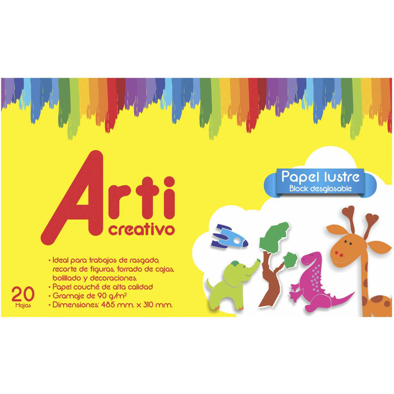 Block papel lustre A3 x 20 hojas arti creativo