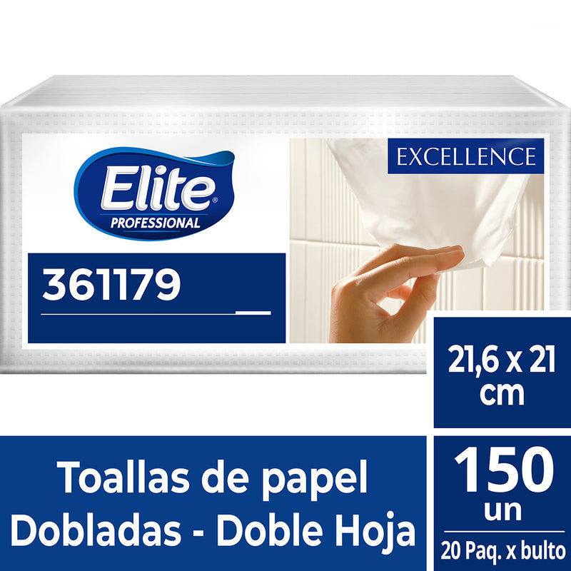 Papel toalla blanco interfoliado doble hoja 150 unidades Elite Excellence