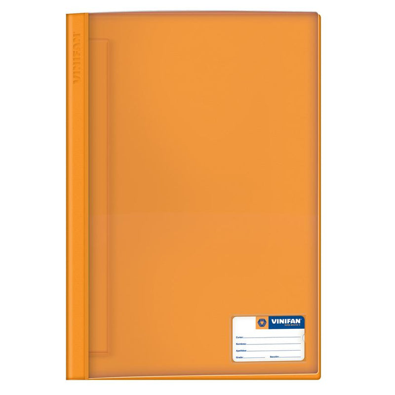 Folder tapa transparente A4 con fastener color naranja Vinifan