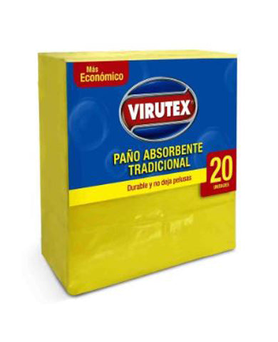 Paño absorbente tradicional amarillo  x 20 unidades Virutex