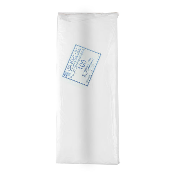 Bolsas blancas de polietileno sin asa 15 x 23 cm x 100 un s/m