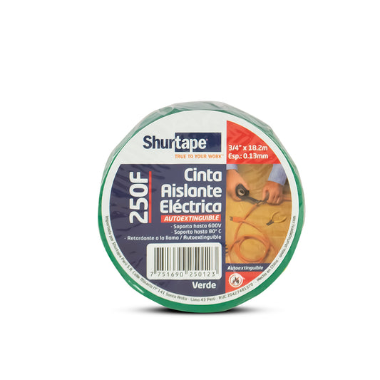 Cinta aislante eléctrica 250F auto-extinguible  3/4 x 18.2 yardas Shurtape