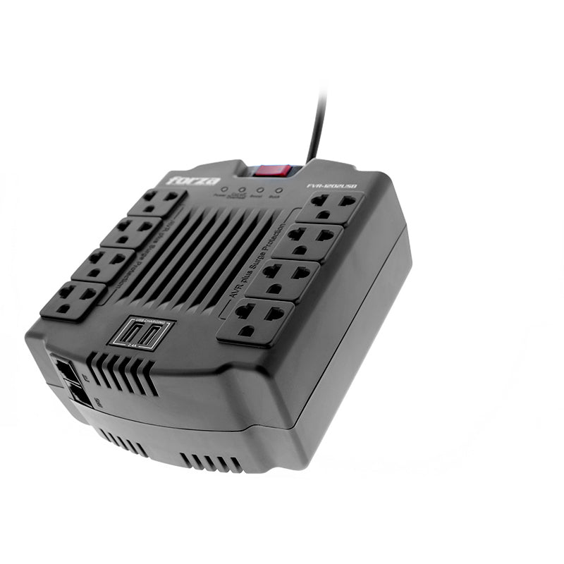 Estabilizador 8 tomas con usb 1200va/600w 220v forza