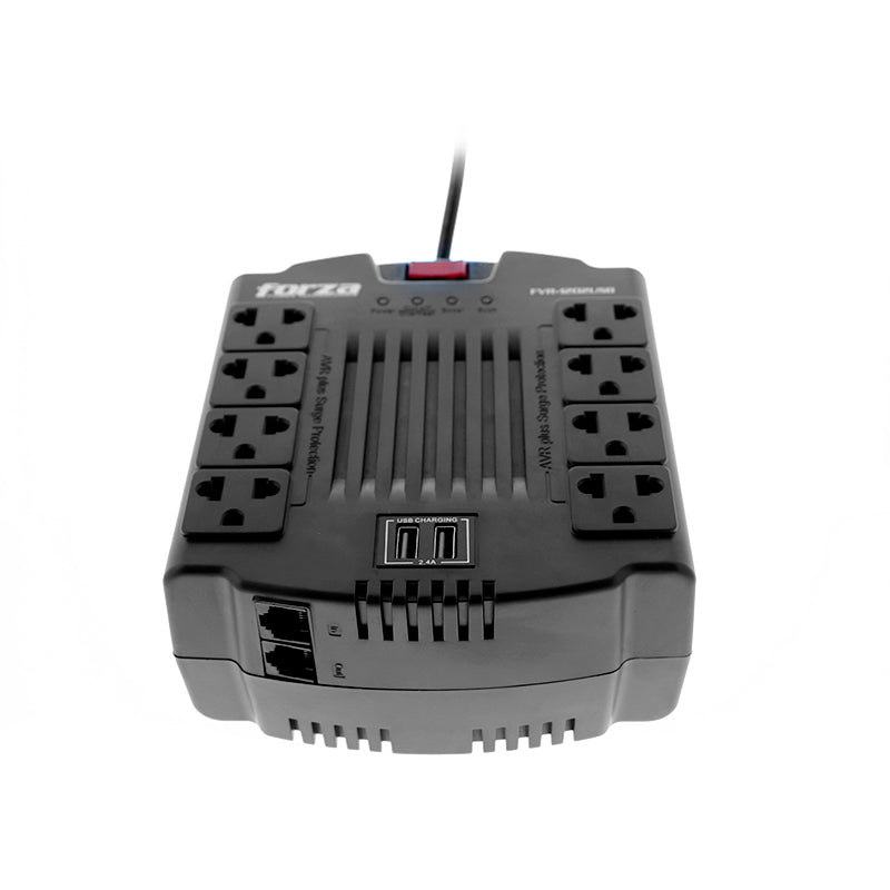 Estabilizador 8 tomas con usb 1200va/600w 220v forza