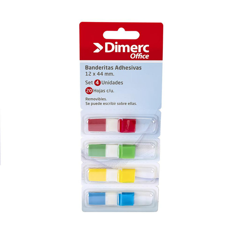 Banderitas adhesivas 0.5 x 4 colores Dimerc