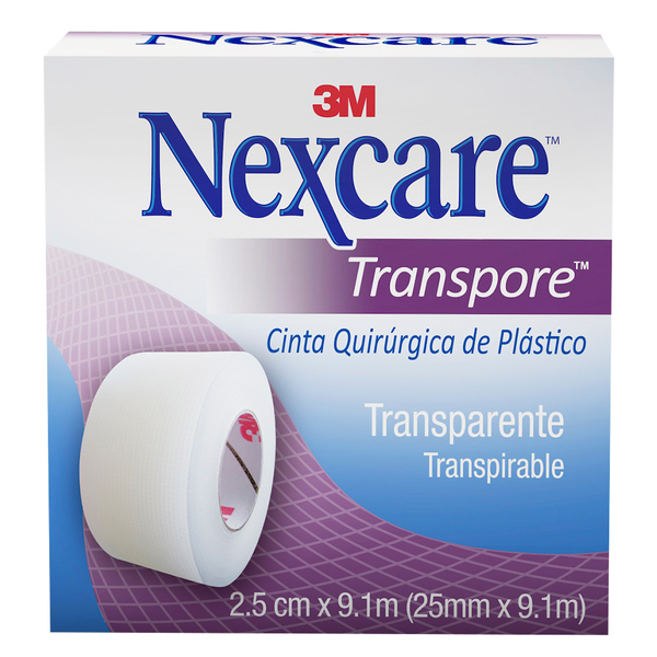 Esparadrapo transpore 2.5cm x 9.1mts nexcare