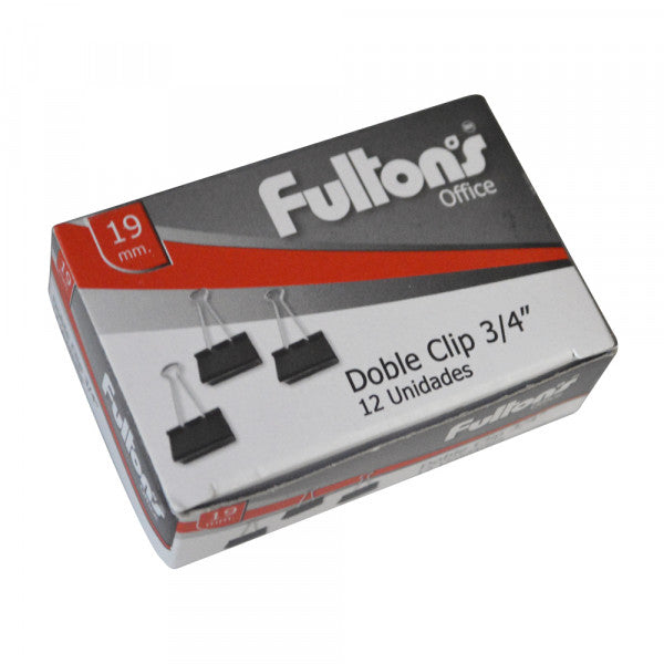 Binder clips 19mm (3/4) caja x 12 unidades Fultons