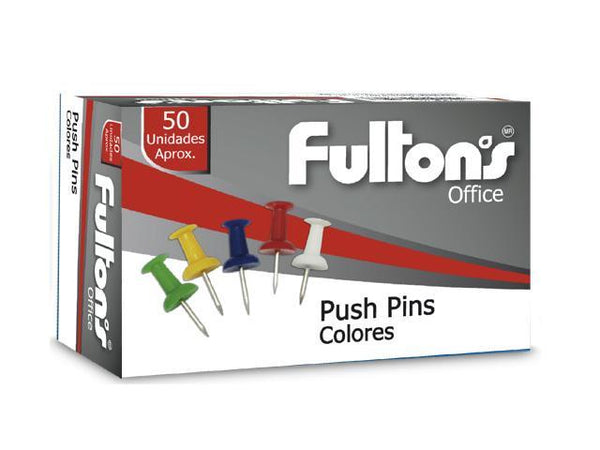 Chinches indicador push pin de colores x 50 unidades Fultons