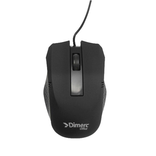 Mouse usb 2.0 ergonómico concable goma negro dimerc