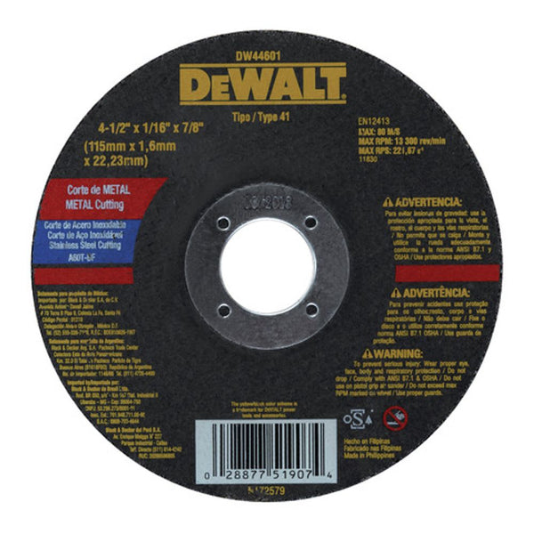 Disco de corte para metal inoxidable DW44601 Dewalt