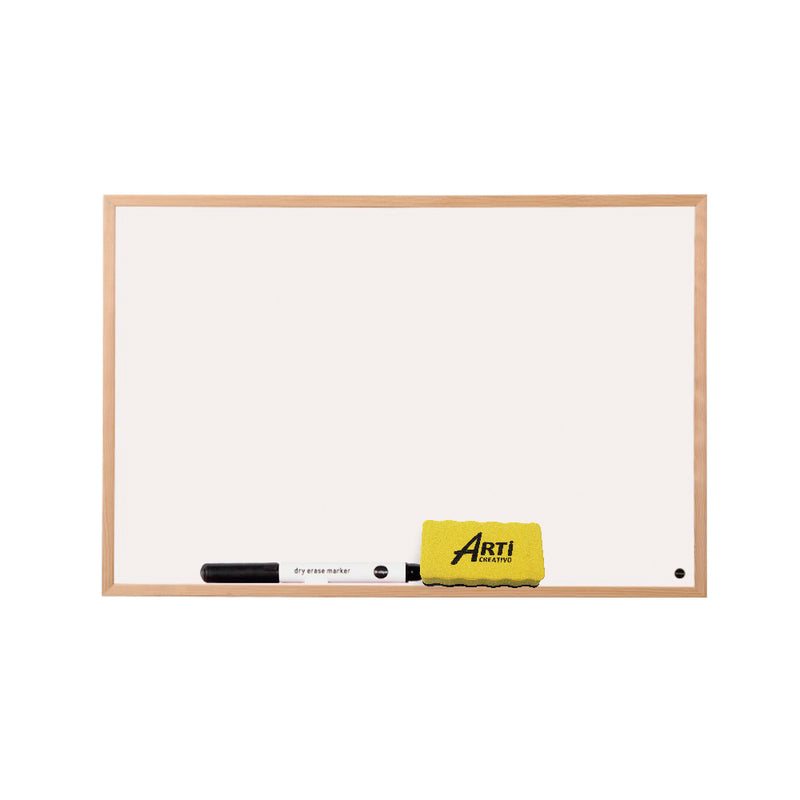 Pizarra blanca magnética 45x30 marco de madera BI office
