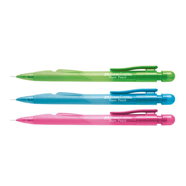 Portamina 0.5 super pencil colores pasteles con borrador faber castell