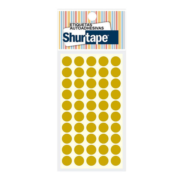 Etiqueta circular dorado 14mm x 500un shurtape