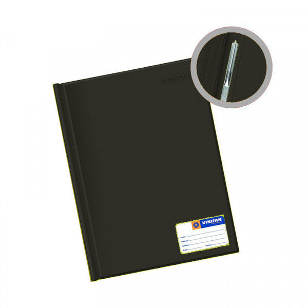 Folder doble tapa A4 con gusano color negro Vinifan
