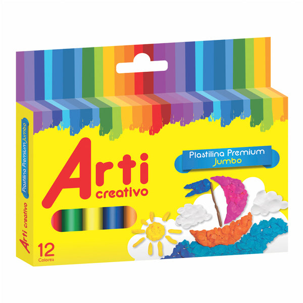Plastilina premium x 12 unidades jumbo arti creativo