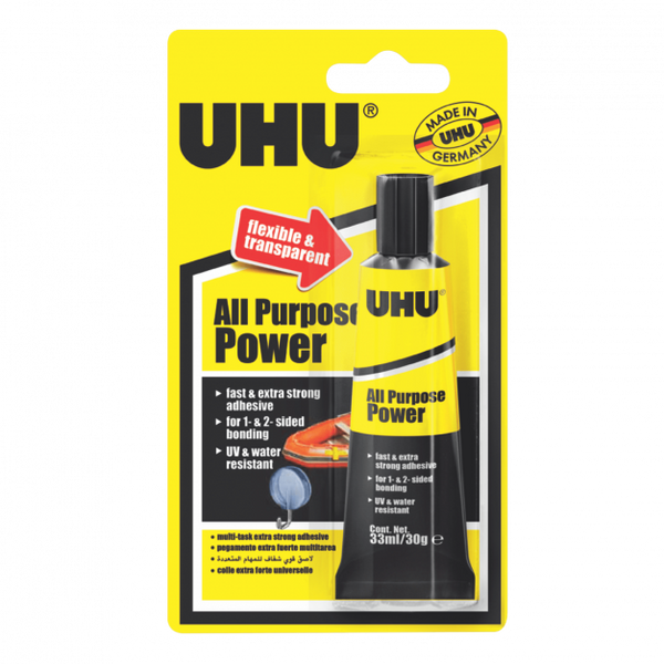 Pegamento all purpose power transpa tubo 33ml Uhu